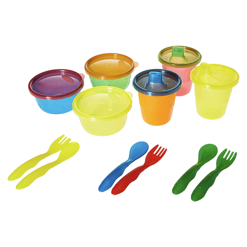 12pc The First Years Take & Toss Cup/Bowl/Cutlery Set Kids 6m+