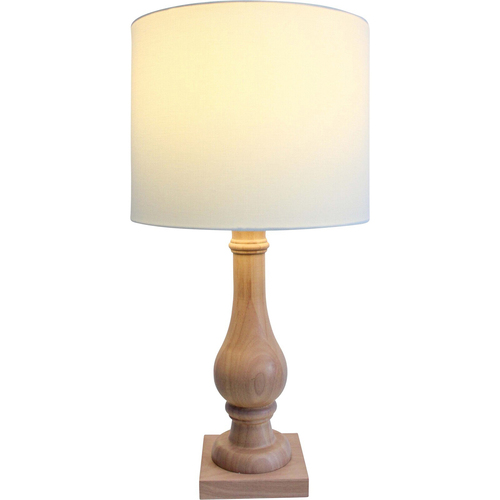 LVD Timber Grove Birch Wood/Linen/Metal 62cm Lamp Home/Office Table Decor