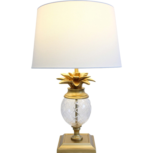 LVD Linen/Polyresin Lamp Pineapple Glass 56cm - Gold