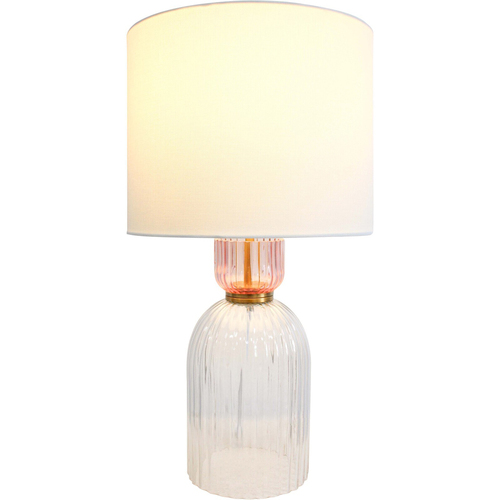 LVD Adele Glass/Metal/Linen 56cm Lamp Home/Office Table Decor - Pink
