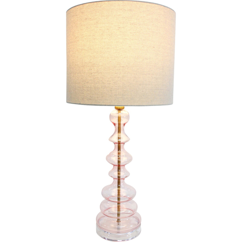 LVD Sienna Glass/Metal 61cm Lamp Home/Office Table Decor Large - Pink
