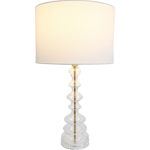 LVD Sienna Glass/Metal 61cm Lamp Home/Office Table Decor Large - Clear