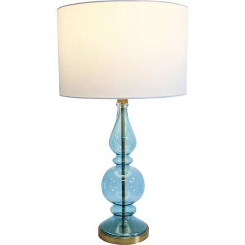 LVD Hampshire Glass/Metal/Linen 61cm Lamp Home/Office Table Decor Large - Sky