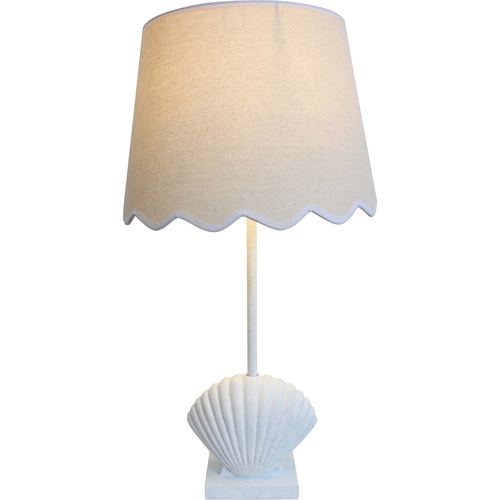 LVD Linen/Polyresin Lamp Fan Shell Tabletop Light 70cm - White