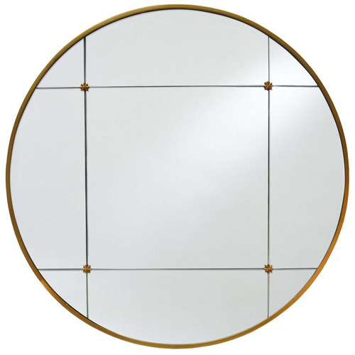 LVD Adalene Metal 90cm Mirror Wall Hanging Display Round - Brown