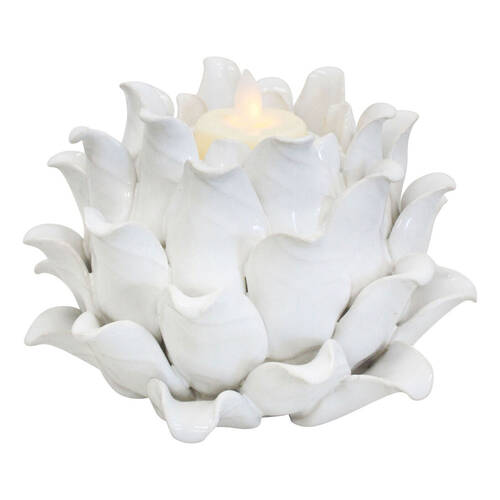 LVD Succulent Flora Ceramic Tealight Candle Holder 15x10cm - Ivory