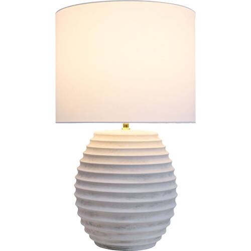 LVD Ceramic/Cotton Textured Curved Rim Bedroom Lamp 38x60cm White