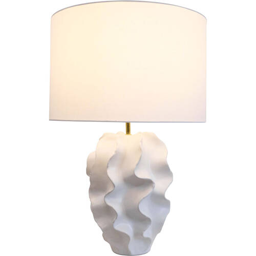LVD Ceramic/Cotton Groovy Wave Textured Bedroom Lamp 42x60cm Bold White