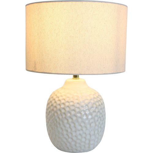 LVD Linen/Ceramic Lamp Barnacle Room Decor 25x36cm - White