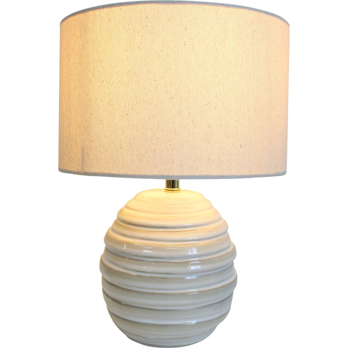 LVD Linen/Ceramic Lamp Casa Room Decor 25x35cm - White