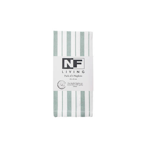 4pc NF Home & Entertaining Essentials French Napkins 45cmx45cm Striped Sage