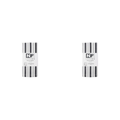 2x 4pc NF Home & Entertaining Essentials French Napkins 24x12cm Striped Black