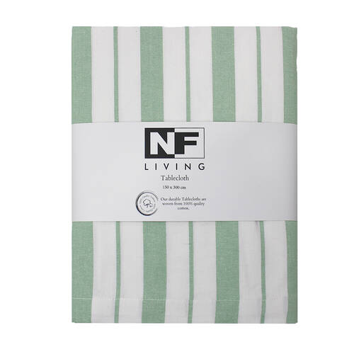 NF Home & Entertaining Essentials French Table Cloth 150x300cm Striped Sage