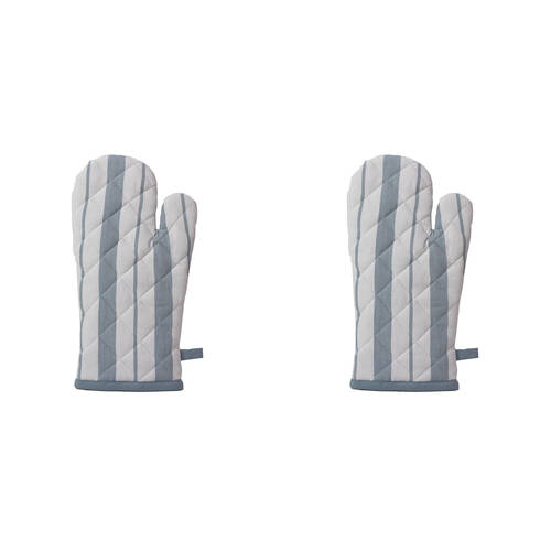 2PK NF Home & Entertaining Essentials French Oven Mitt 16x32cm Striped Blue