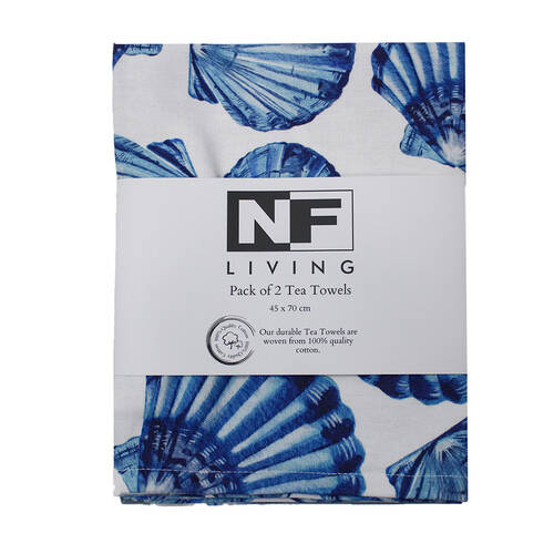 2pc NF Home & Entertaining Essentials Blushell Tea Towel 45x70cm Solid Blue