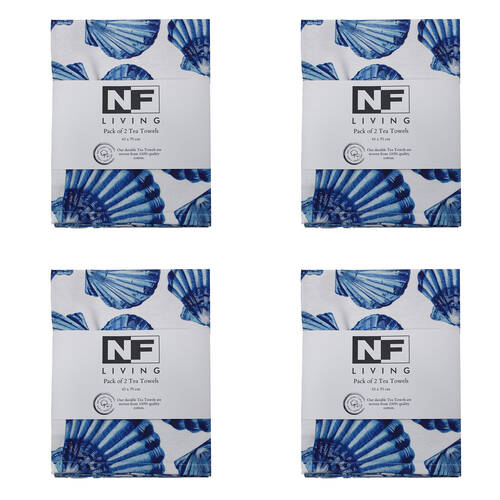 4x 2pc NF Home & Entertaining Essentials Blushell Tea Towel 25x18cm Solid Blue