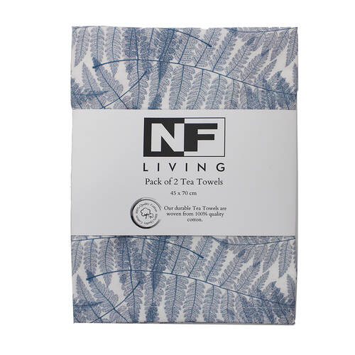 2pc NF Home & Entertaining Essentials Fern Tea Towel 25x18cm Sage