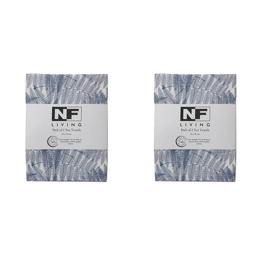 2x 2pc NF Home & Entertaining Essentials Fern Tea Towel 25x18cm Sage