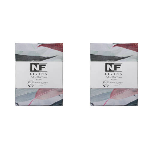 2x 2pc NF Home & Entertaining Essentials Leaves Tea Towel 45x70cm Multicoloured