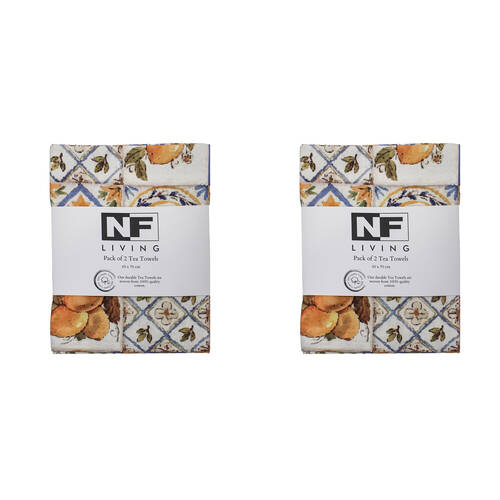 2PK NF Home & Entertaining Essentials PortTile Tea Towel 45x70cm Multicoloured