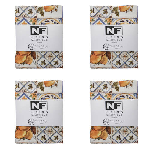 4PK NF Home & Entertaining Essentials PortTile Tea Towel 45x70cm Multicoloured