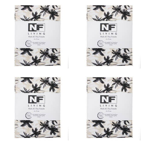 4x 2pc NF Home & Entertaining Essentials Treemend Tea Towel 45x70cm Solid Black