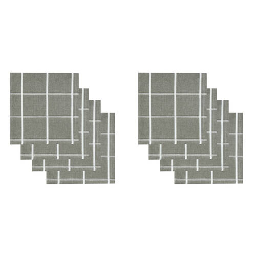 2x 4pc NF Home & Entertaining Essentials Greenland Napkin 45x45cm Checked Olive