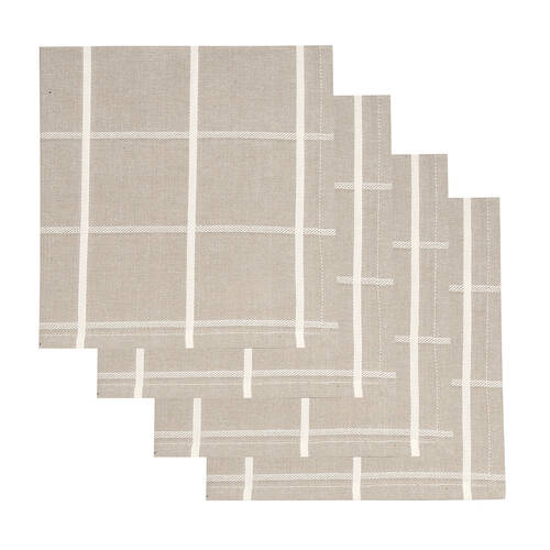 4pc NF Home & Entertaining Essentials Greenland Napkin 45x45cm Checked Taupe