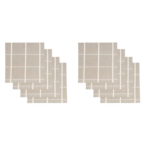 2x 4pc NF Home & Entertaining Essentials Greenland Napkin 45x45cm Checked Taupe