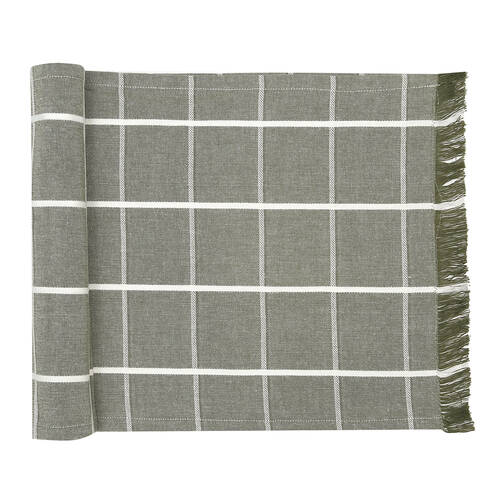 NF Home & Entertaining Essentials Greenland Table Runner 36x12cm Woven Olive