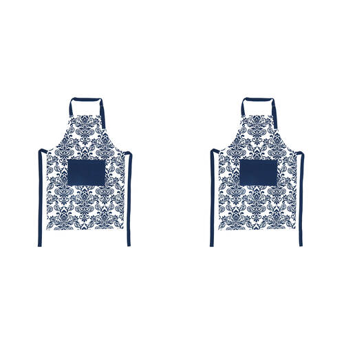 2PK NF Home & Entertaining Essentials Ornamental Apron 26x25cm Damask Navy