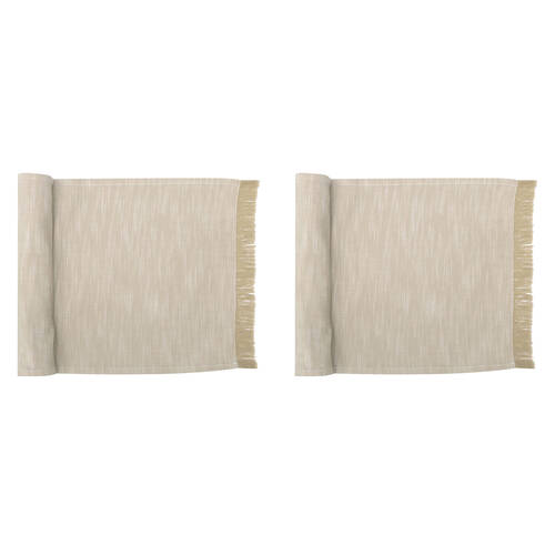 2PK NF Home & Entertaining Essentials Elysian Table Runner 28x13cm Woven Taupe