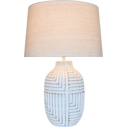 LVD Kuba Ceramic/Linen 61cm Lamp Home/Office Table Decor Large