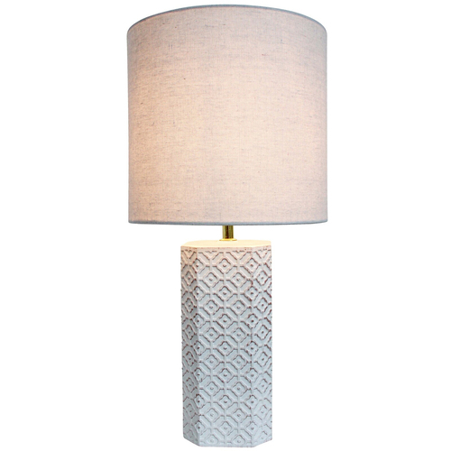 LVD Paragon Ceramic/Linen 53cm Lamp Home/Office Table Decor - White