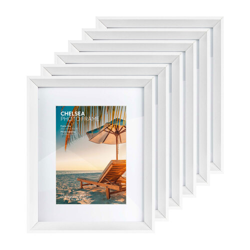 6pc Cooper & Co. Premium Gallery Photo Frame Set 25cm Mat To 13x18cm White