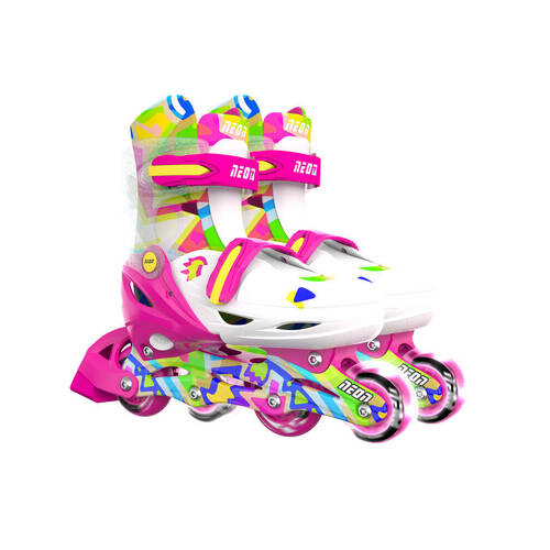 Yvolution Neon Combo Kids Quad Skates/Blades w/ Lightup Wheels 8+/Sizes 3-6 Pink