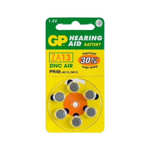 HEARING AID BATTERY, 6 PACK