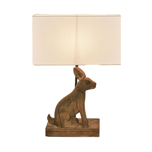 Belle Simon Table Lamp w/ TImber Rabbit Base 35cm - Dark Natural