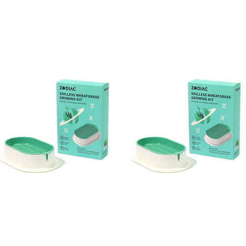 2x Zodiac Soilless Wheatgrass Growing Kit Cat Feeding - Green