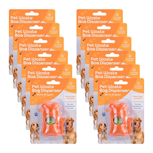 12PK Living Today Dog Poop Bag w/ One Roll Dispenser (180 Bags)