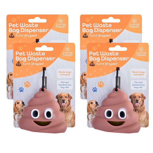 4PK Living Today Turd Shaped Dog/Pet Poop Bag Dispenser (60 Bags)