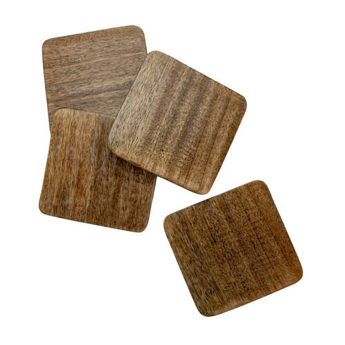 4pc NF Living Mango Wood Coasters Square 11x11cm Solid Natural