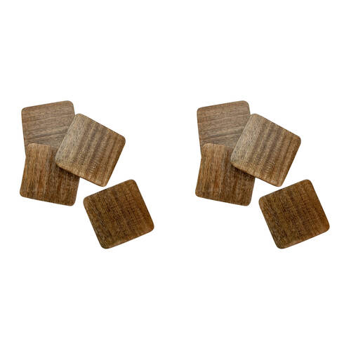 2x 4pc NF Living Mango Wood Coasters Square 10cm Solid Natural