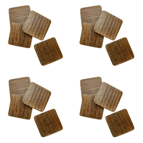 4x 4pc NF Living Mango Wood Coasters Square 10cm Solid Natural