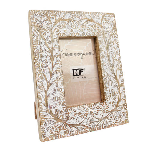 NF Living Mwood Dina Photo Frame 4x6 Modern Design Mango Wood  Beige