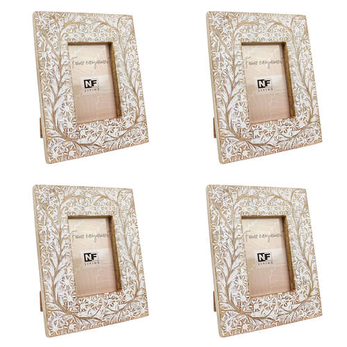 4PK NF Living Mwood Dina Photo Frame 4x6 Modern Design Mango Wood  Beige