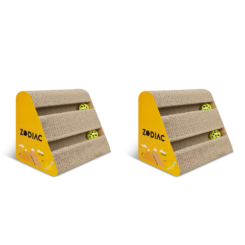 2x Zodiac Banana 28x17cm Triangle Cat Scratcher w/ Ball