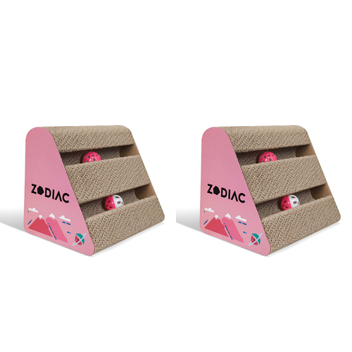 2x Zodiac Watermelon 28x17cm Triangle Cat Scratcher w/ Ball