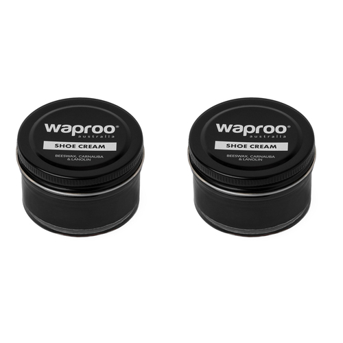 2PK Waproo Platinum All-in-One Shoe Polish & Cleaning Cream 50ml Black