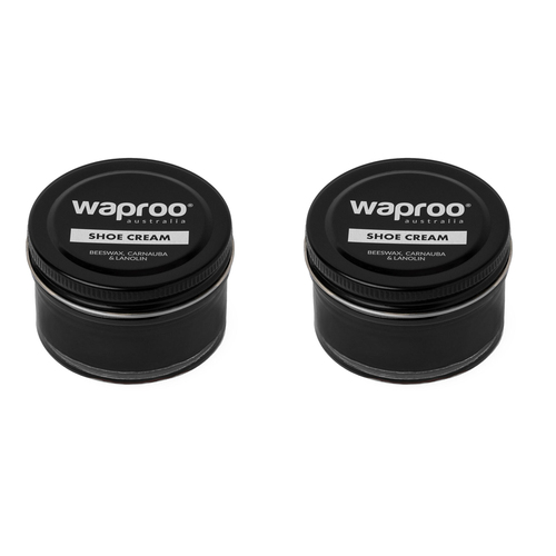 2PK Waproo Platinum All-in-One Shoe Polish & Cleaning Cream 50ml Black